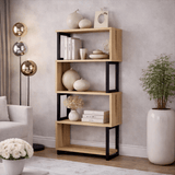 Bookcases - Bookcase Ceylan Walnut Melamine 80x128x22 cm - Dimehouse