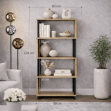 Bookcases - Bookcase Ceylan Walnut Melamine 80x128x22 cm - Dimehouse