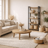 Bookcases - Industrial bookcase pine wood melamine black metal Cosmo 60x180x35 cm - Dimehouse