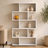 Bookcases - S - shaped bookcase white melamine Elif 90x156x20 cm - Dimehouse