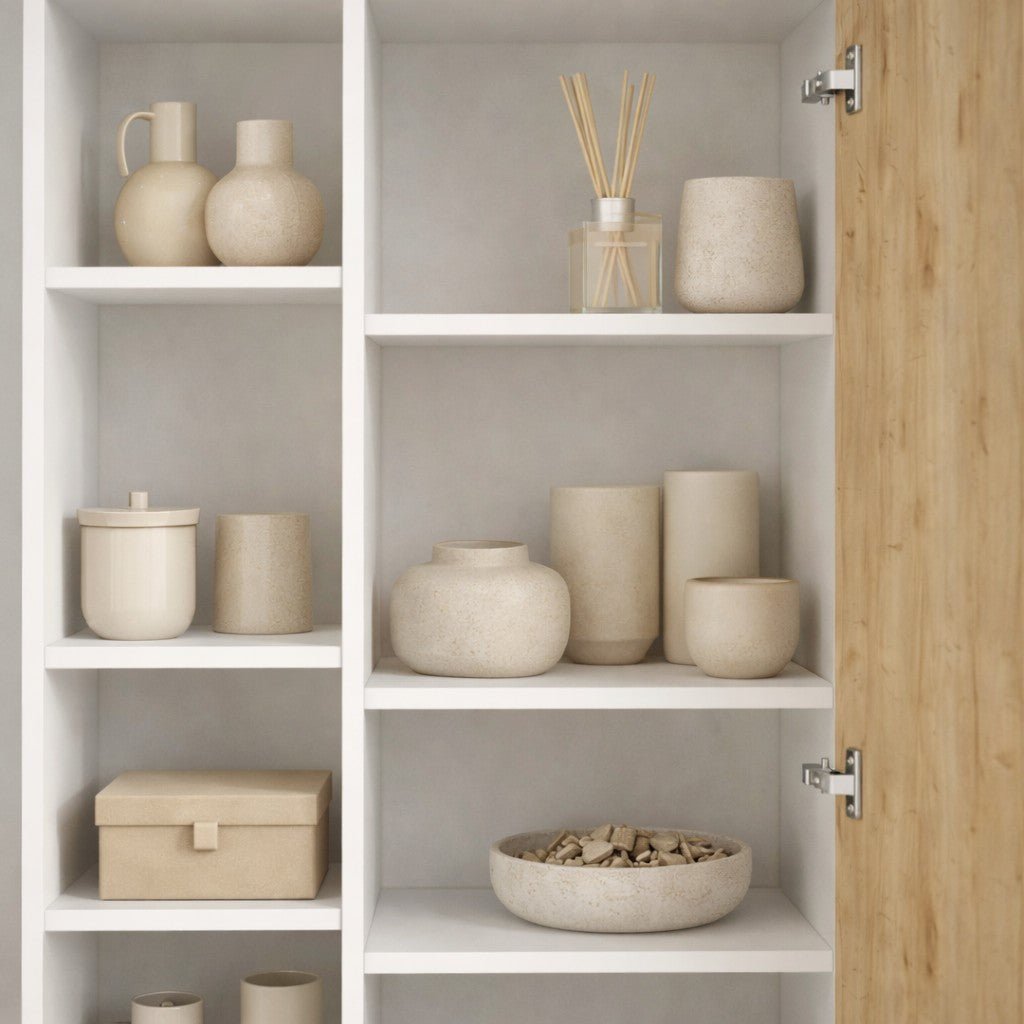 Bookcases - Bookcase Jedda White Oak Melamine 79x190x32 cm - Dimehouse