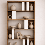 Bookcases - Asymmetrical bookcase white walnut melamine Lima 90x180x20 cm - Dimehouse