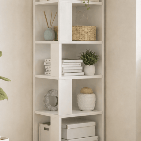 Bookcases - Bookcase Piano White Melamine 34x161x34 cm - Dimehouse