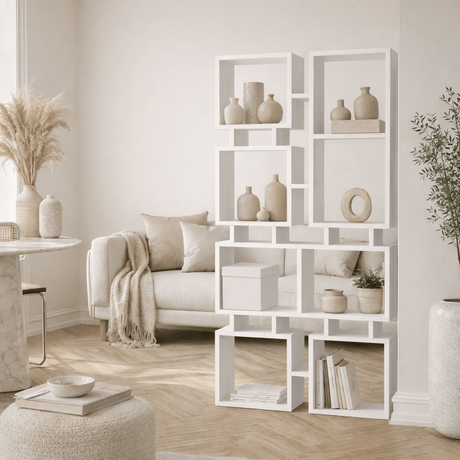 Bookcases - Bookcase Rail White Melamine 79x166.5x24 cm - Dimehouse