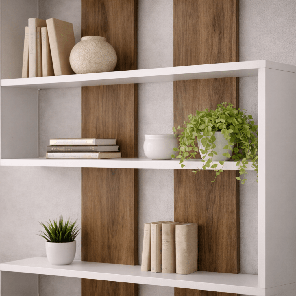 Bookcases - Bookcase Rain White Walnut Melamine 120x162x20 cm - Dimehouse
