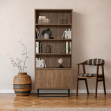 Bookcases - Bookcase walnut melamine Rea 80x182x36 cm - Dimehouse