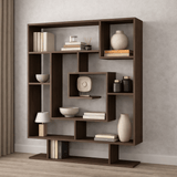 Bookcases - Bookcase Sarma wengé brown melamine 124.8x149.4x22 cm - Dimehouse