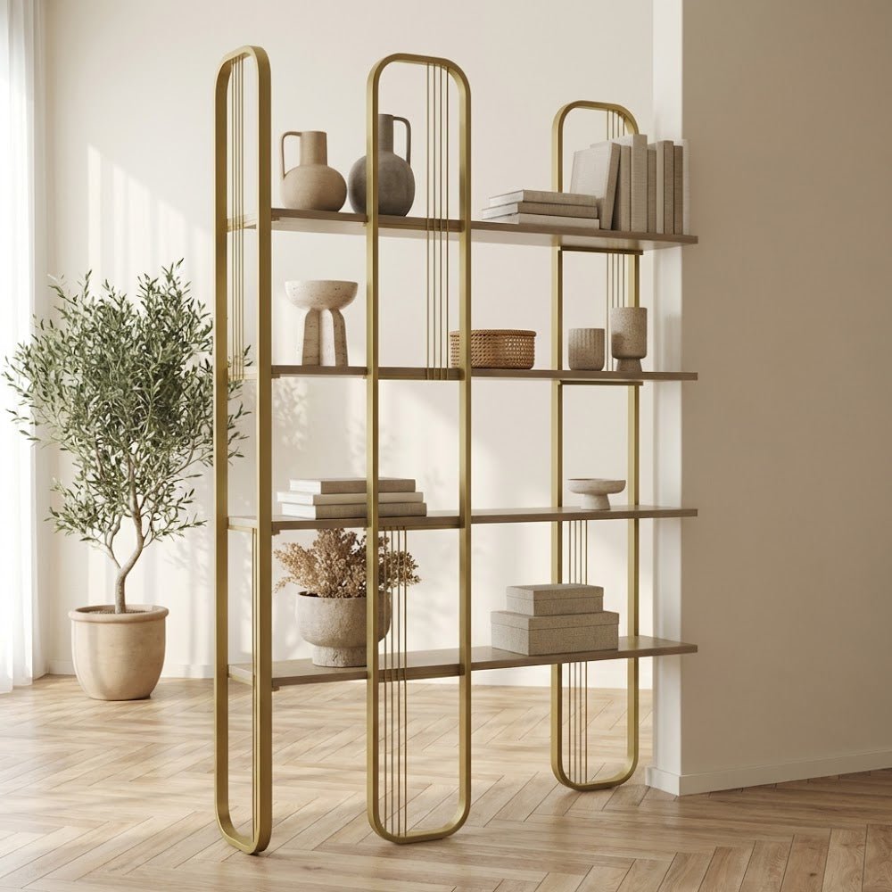 Bookcases - Bookcase Sierra Yellow Melamine 124x182x26 cm - Dimehouse