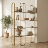 Bookcases - Bookcase Sierra Yellow Melamine 124x182x26 cm - Dimehouse