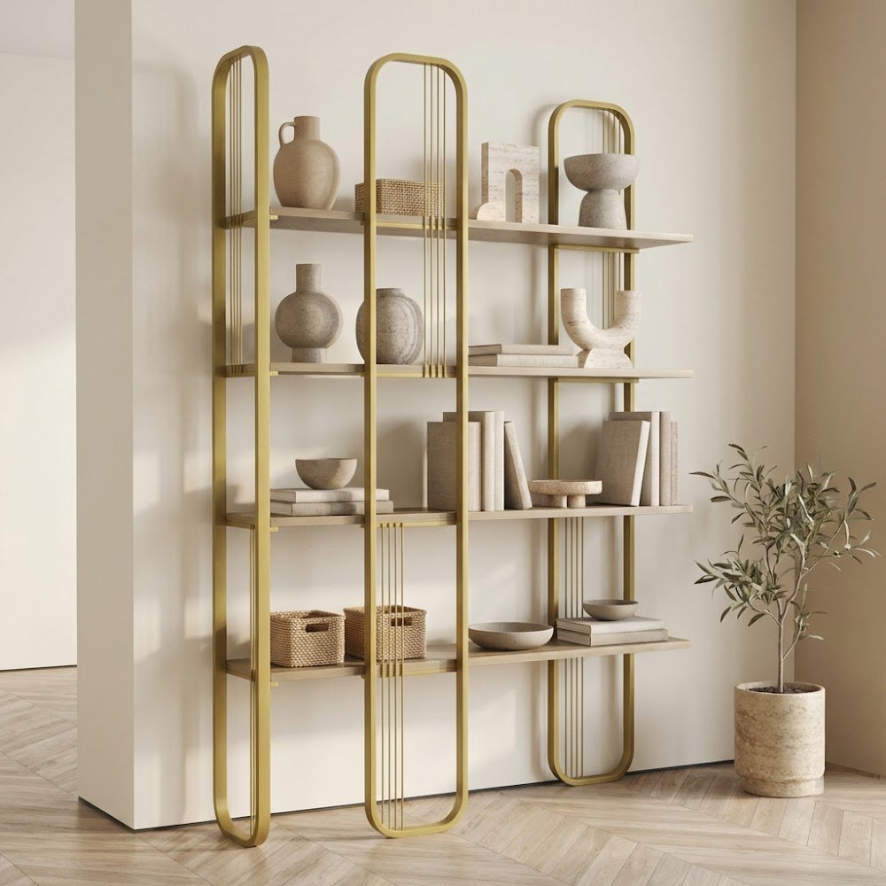 Bookcases - Bookcase Sierra Yellow Melamine 124x182x26 cm - Dimehouse