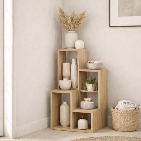 Bookcases - Modular shelving unit oak melamine Sule 42x89x20 cm - Dimehouse