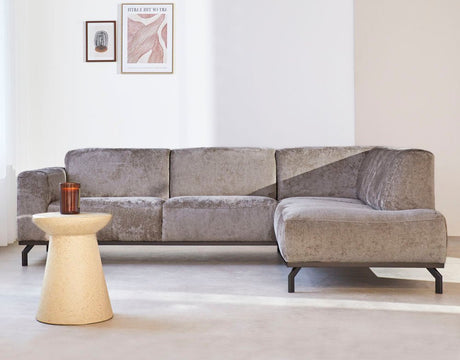 Sofas - Corner sofa with high legs taupe velvet Chloe - right - Dimehouse