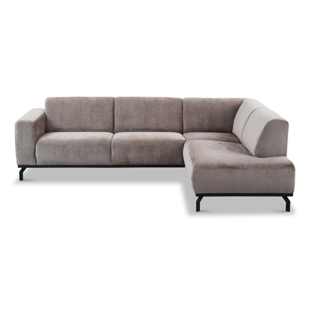 Sofas - Corner sofa with high legs taupe velvet Chloe - right - Dimehouse