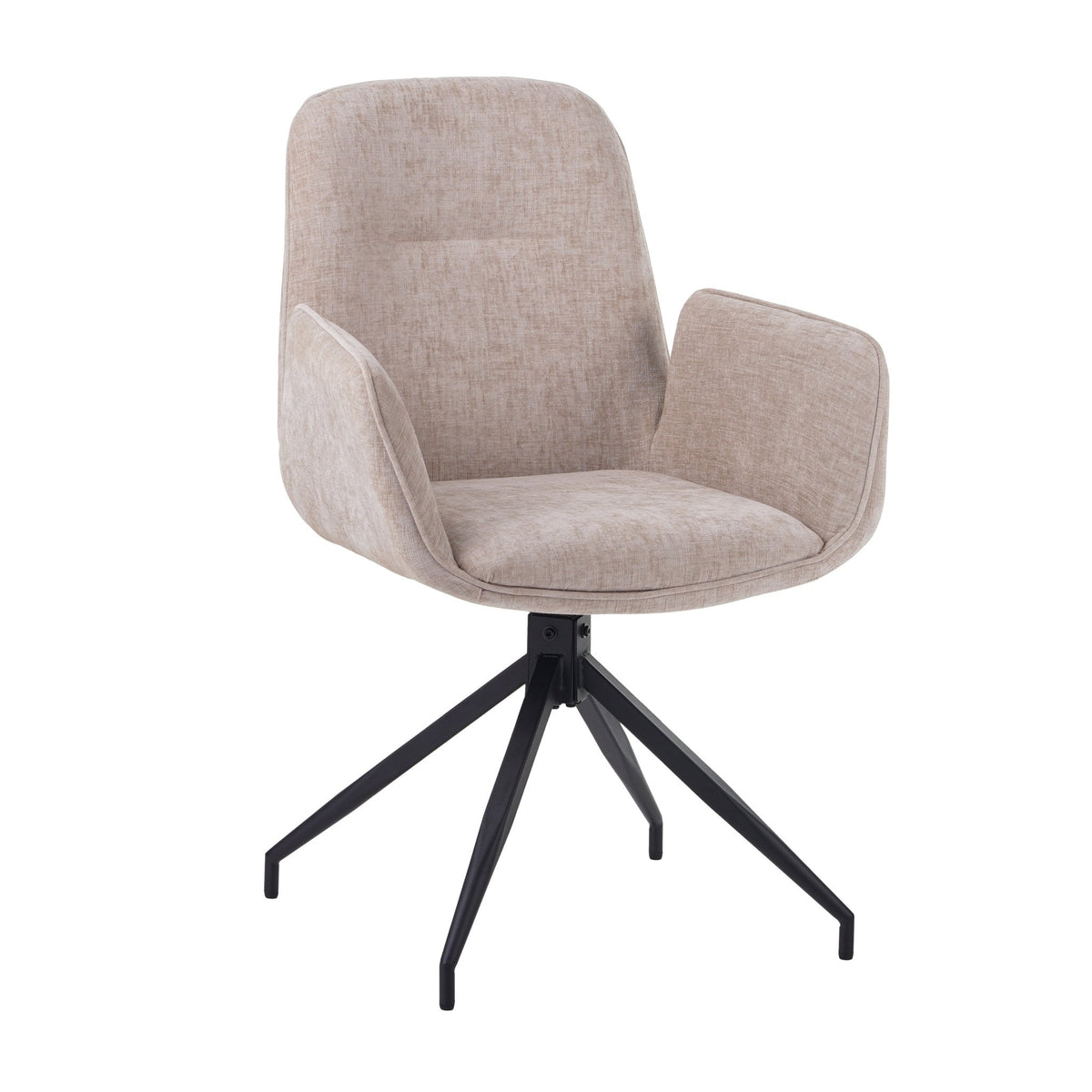 Dining room chairs - Swivel dining room chair Nela Chenille Beige - With Armrests - Dimehouse