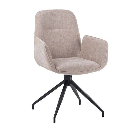Dining room chairs - Swivel dining room chair Nela Chenille Beige - With Armrests - Dimehouse