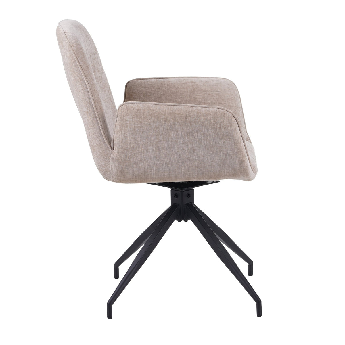 Dining room chairs - Swivel dining room chair Nela Chenille Beige - With Armrests - Dimehouse