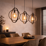 Hanging lamps - Hanging lamp Industrial - black - round metal - Otan 3 - light - Dimehouse