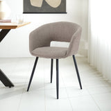 Dining room chairs - Scandinavian Dining room chair Taupe Fabric Cup shape Don - With Armrests - Dimehouse