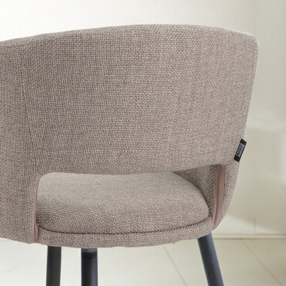 Dining room chairs - Scandinavian Dining room chair Taupe Fabric Cup shape Don - With Armrests - Dimehouse