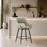 Bar Stools - Swivel Bar Stool Green Fabric Skye - Seat Height 67 cm - With Armrests - Dimehouse
