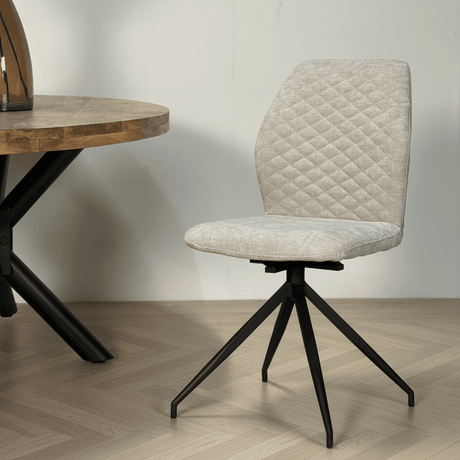 Swivel Dining Chair Light Gray Charly Chenille Fabric
