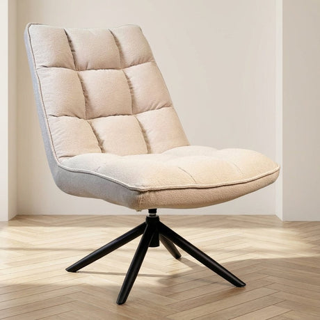 Swivel armchair Yuki Beige Bouclé 360° Rotatable mood photo in a modern interior