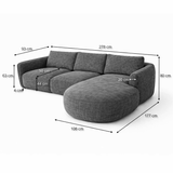 Sofas-Corner sofa round lounge olive green velvet textured fabric Dwayne - right-Dimehouse