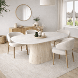 Dining tables - Sintered Stone Marble Look Travertine Dining Table Lea 180x90 cm - Danish Oval - Dimehouse