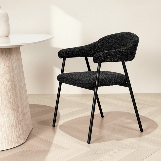Dining room chair Bouclé Black Lisa - Black Frame