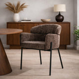 Dining room chairs - Dining room chair Chenille Brown with round back and arm - Lola - Dimehouse
