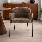 Dining room chairs - Dining room chair Chenille Brown with round back and arm - Lola - Dimehouse