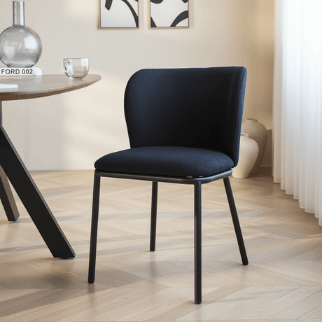 Dining room chair Black Bouclé Fabric Tess - Without Armrests