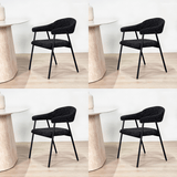 Dining room chairs - Dining room chair Set of 4 Bouclé Black Lisa - Black Frame - Dimehouse