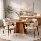 Dining tables - Dining room table round Pine melamine - 120 cm - Mary - Dimehouse