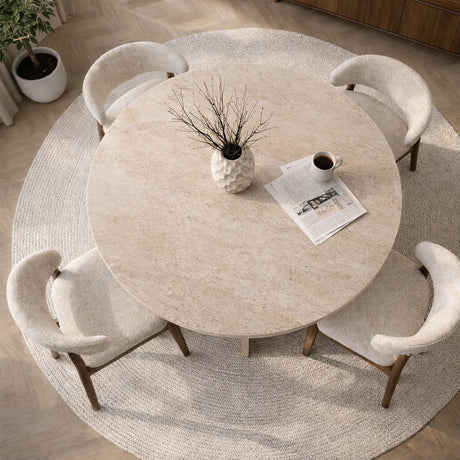 Dining tables - Dining room table round travertine - 120 cm - Mary - Dimehouse