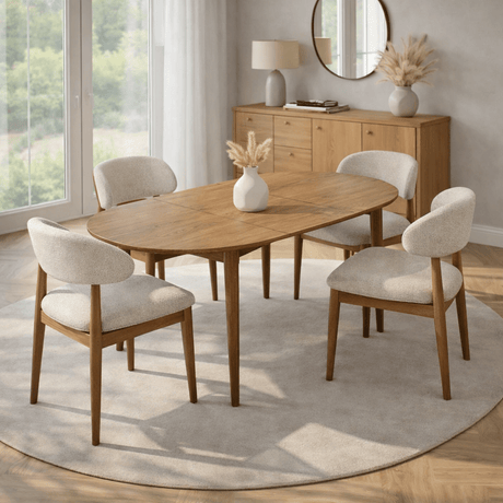 Dining tables - Dining table Oak Melamine extendable 100 - 130 cm - Vienna - Dimehouse