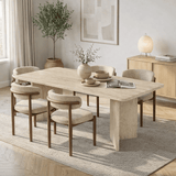 Dining tables - Dining table travertine melamine rectangular 180x89.5x75 cm - Linova - Dimehouse