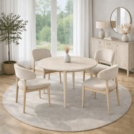 Dining tables - Travertine melamine dining table extendable 100 - 130 cm - Vienna - Dimehouse
