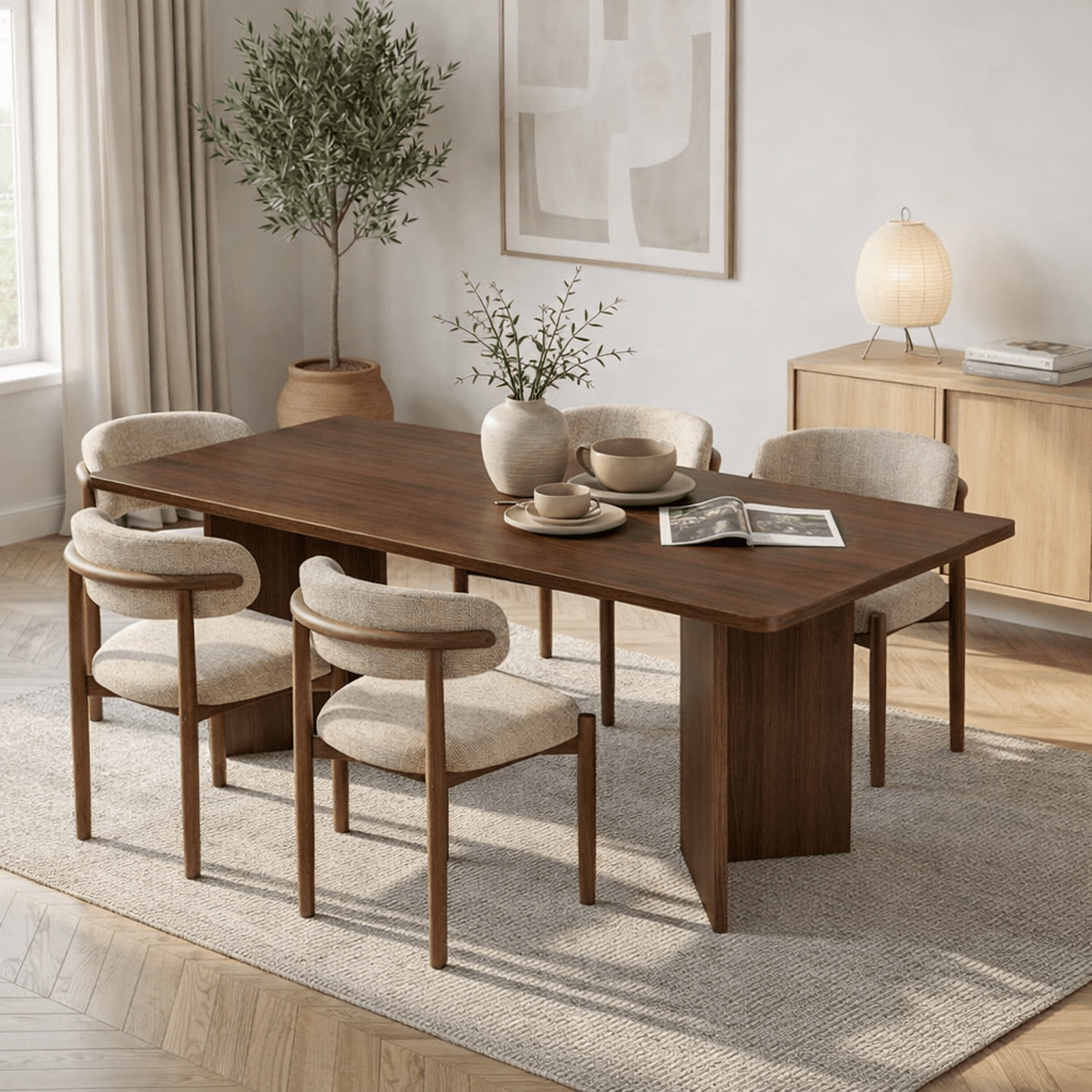 Dining tables - Dining table Walnut Melamine rectangular 180x89.5x75 cm - Linova - Dimehouse