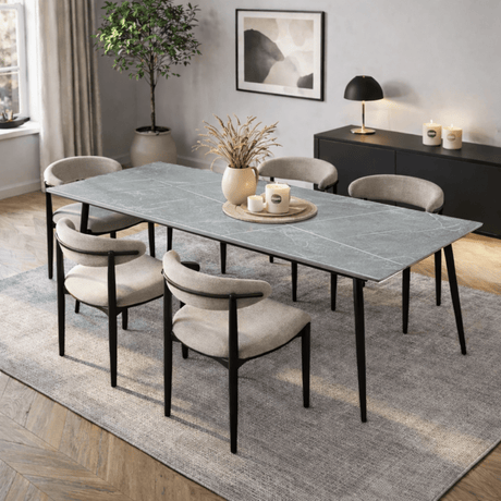 Dining tables - Dining table Sintered Stone Marble Look Gray - Jules - Dimehouse