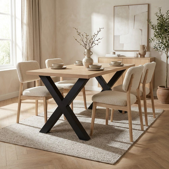 Dining tables - Dining table Lenzo Rustic Oak - Black Dimehouse
