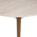 Dining tables - Travertine and walnut melamine dining table extendable 100 - 130 cm - Vienna - Dimehouse