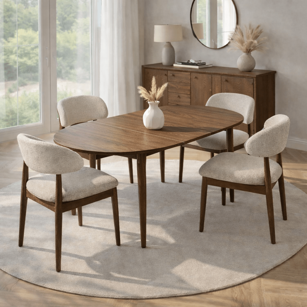Dining tables - Dining table Walnut Melamine extendable 100 - 130 cm - Vienna - Dimehouse