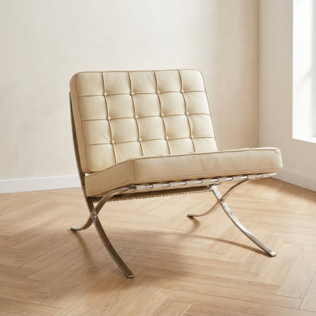 Expo armchair cream premium leather atmospheric photo in a modern interior