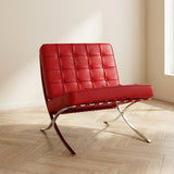 Expo armchair red premium leather atmospheric photo in modern interior