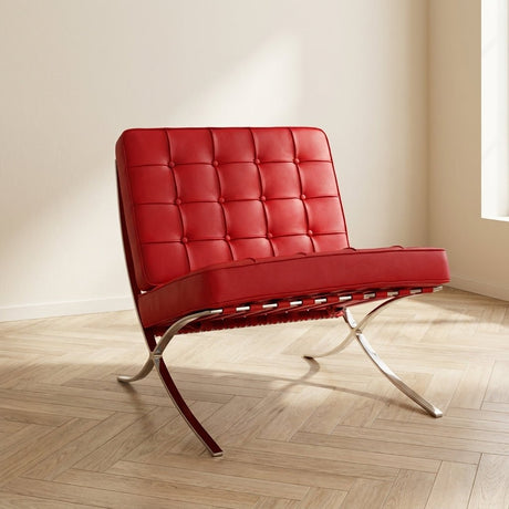 Expo armchair red premium leather atmospheric photo in modern interior