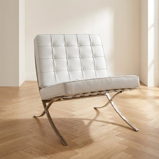 Expo armchair white premium leather mood photo in modern interior