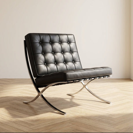 Expo armchair black premium leather atmospheric photo in modern interior