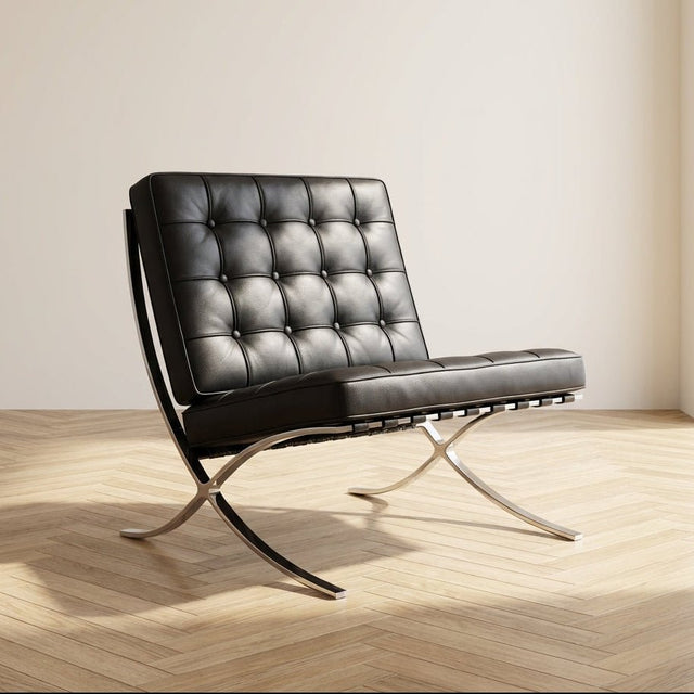 Expo armchair black premium leather atmospheric photo in modern interior