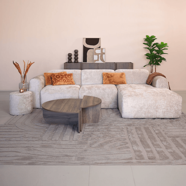 Banken-Hoekbank beige chenille stof - 292x170 cm - Shane - rechts-Dimehouse